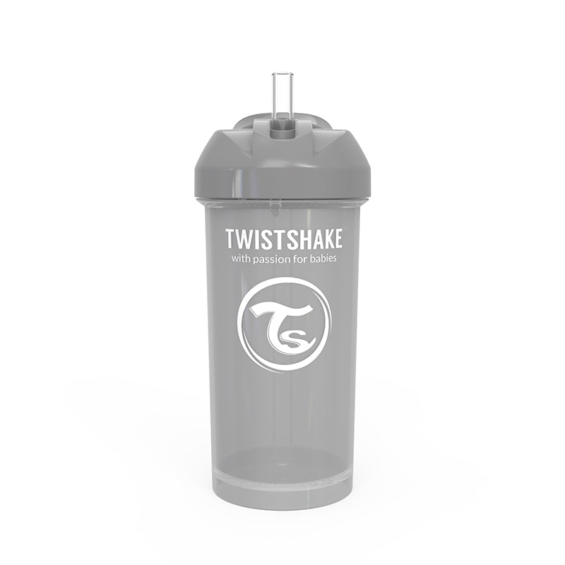 Twistshake® Lonček s slamico 360ml (12+m) Pastel Grey Twistshake