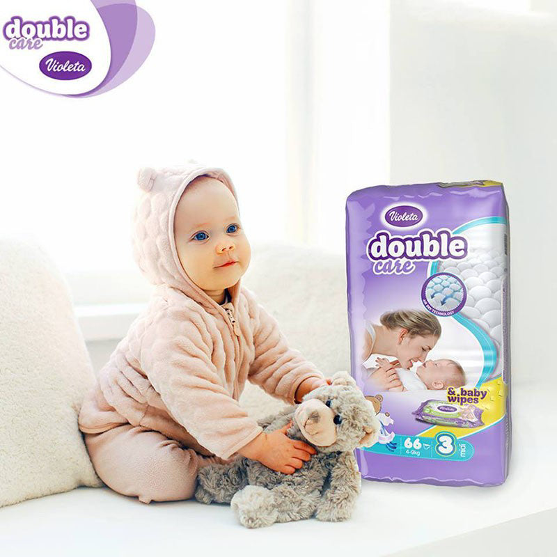 Violeta® Plenice Air Dry 4 Maxi plus (9-20kg) Jumbo 56 + Darilo Baby vlažni robčki Violeta