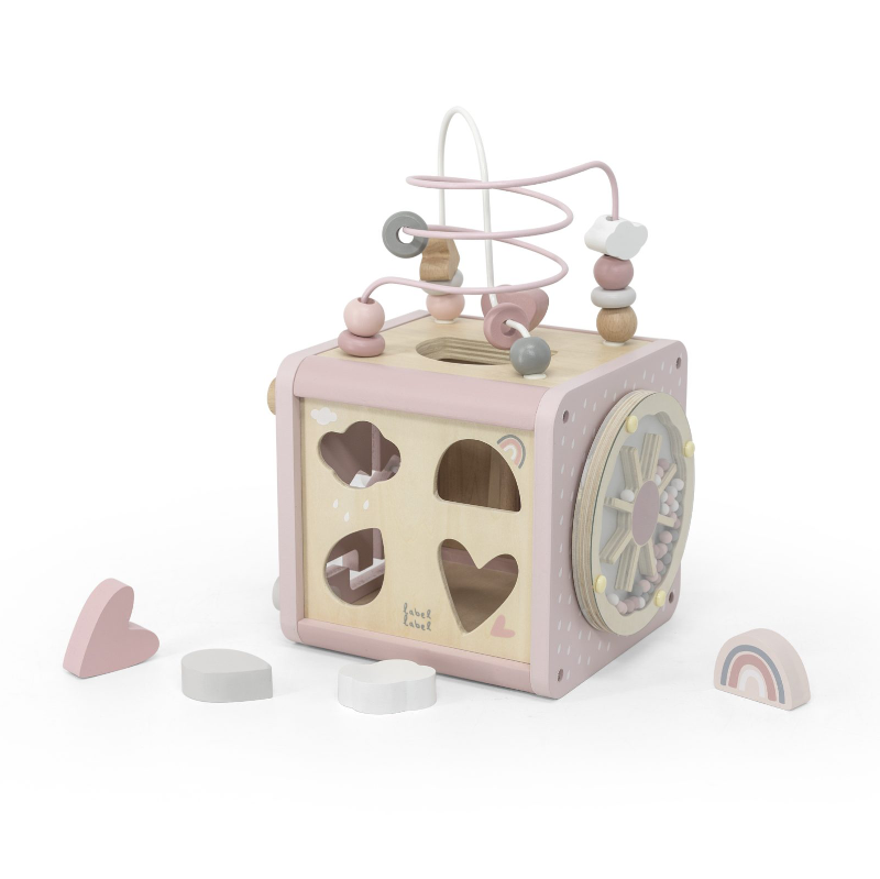 Label Label® Lesena aktivnostna kocka Pink Label Label