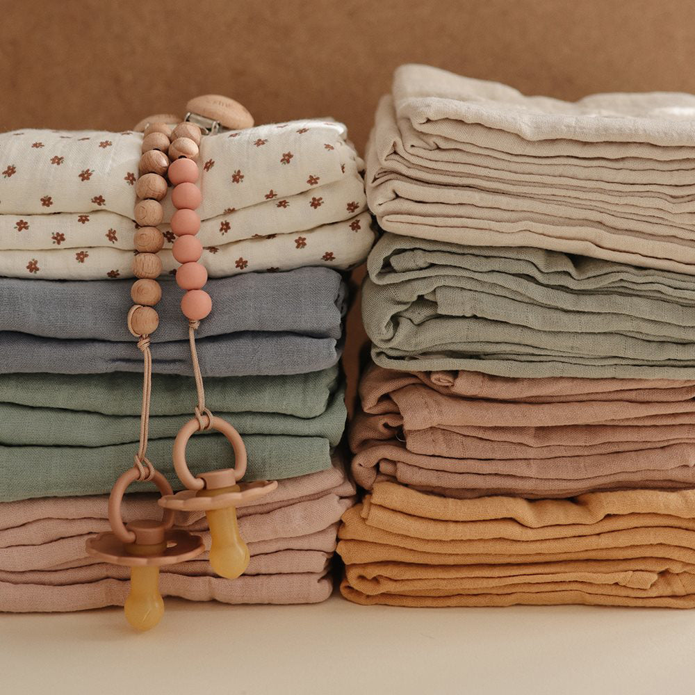 Mushie® Set treh tetra pleničk Sage 60x60 Mushie