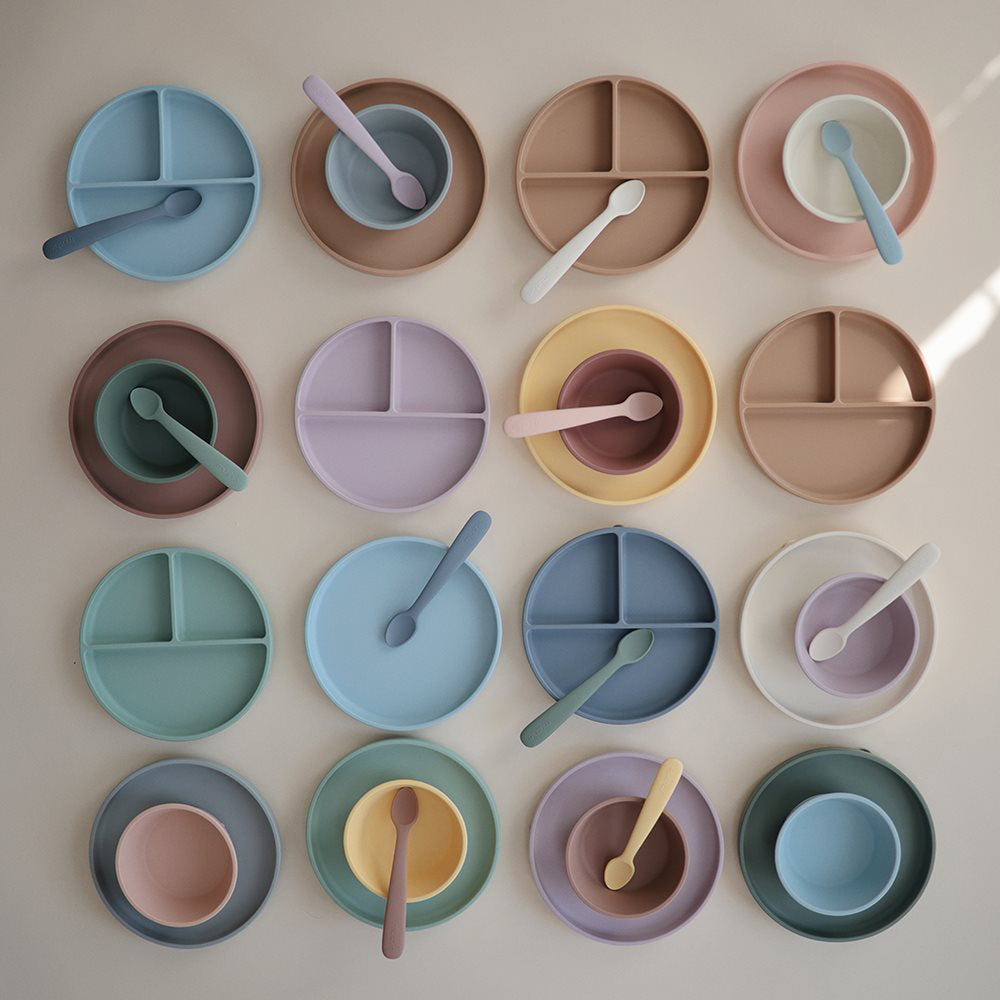 Mushie® Silikonski krožnik z vakumskim dnom Stone Mushie