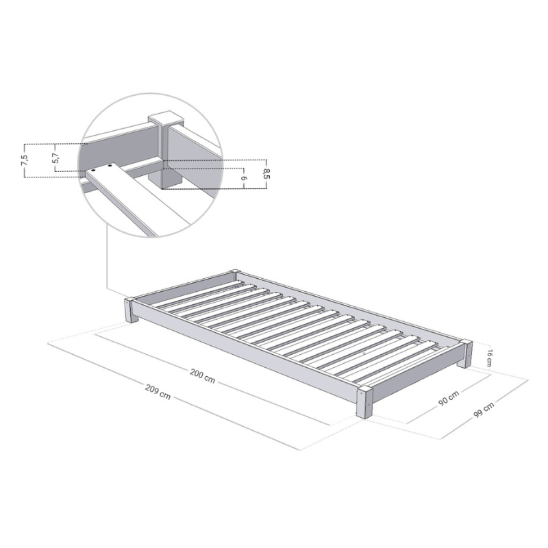 Benlemi® Otroška postelja TEENY 90x200 White Benlemi