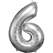 Amscan® Balon številka 6 (86 cm) Silver Amscan