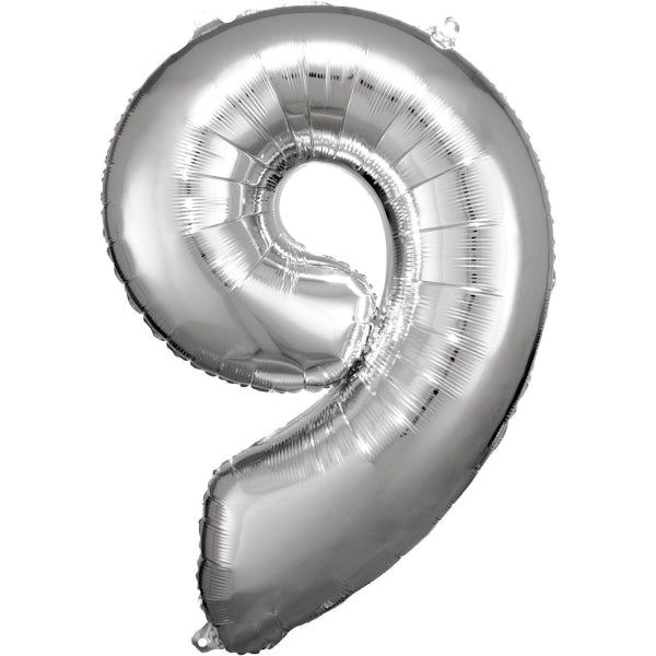 Amscan® Balon številka 9 (86 cm) Silver Amscan