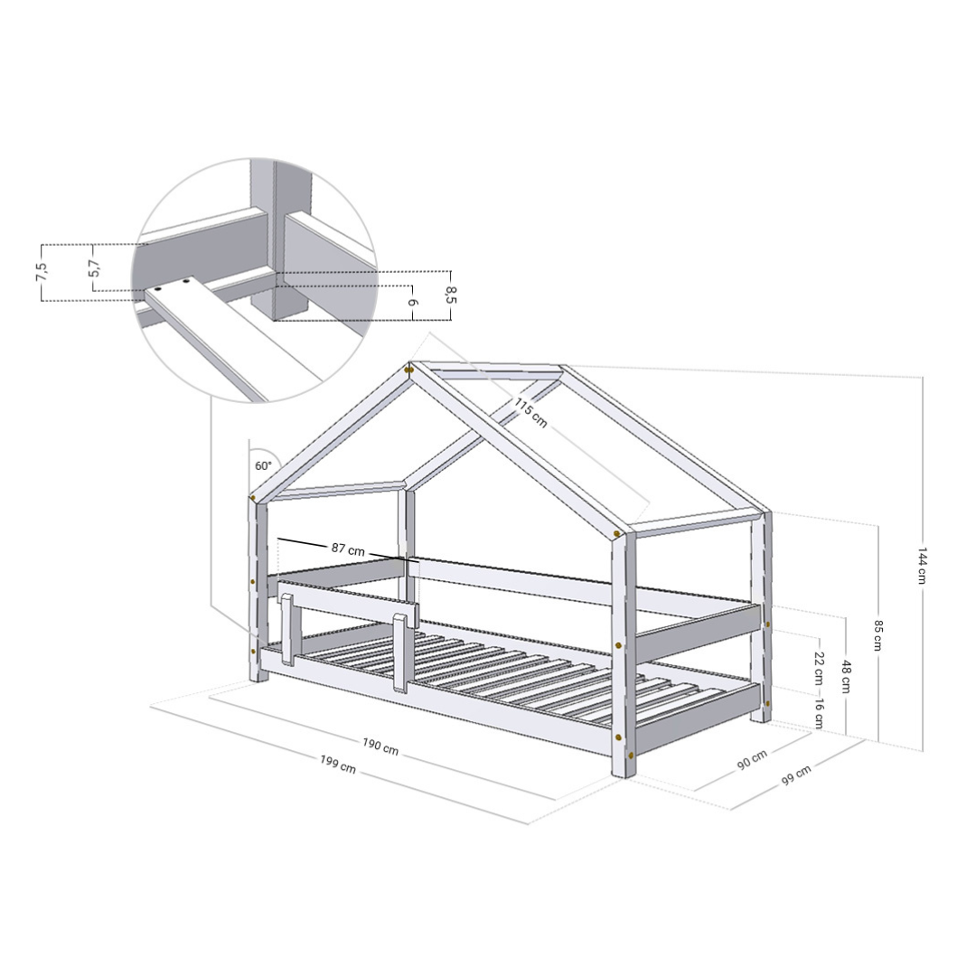 Benlemi® Otroška postelja Lucky 90x190 White Benlemi