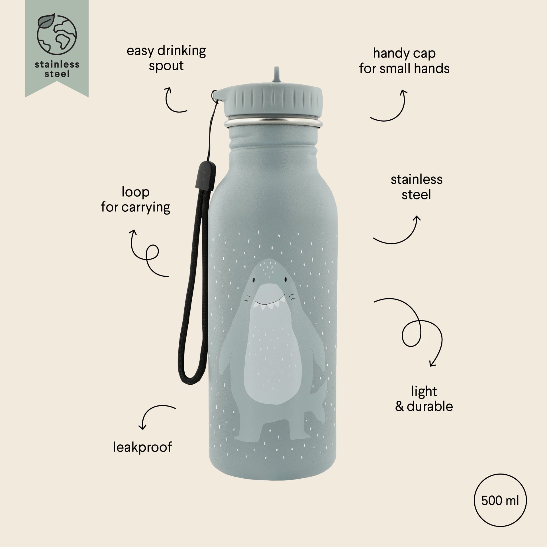 Trixie Baby® Otroška steklenička 500ml Mr. Shark Trixie Baby