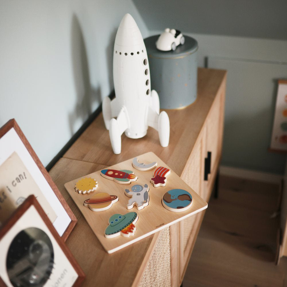 Mushie® Lesena sestavljanka Space Mushie