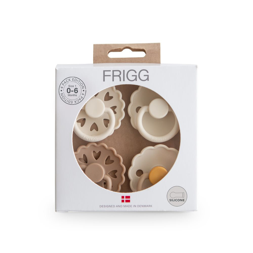Frigg® Set 4 dudic iz silikona Snowflake Dream (0-6m) FRIGG