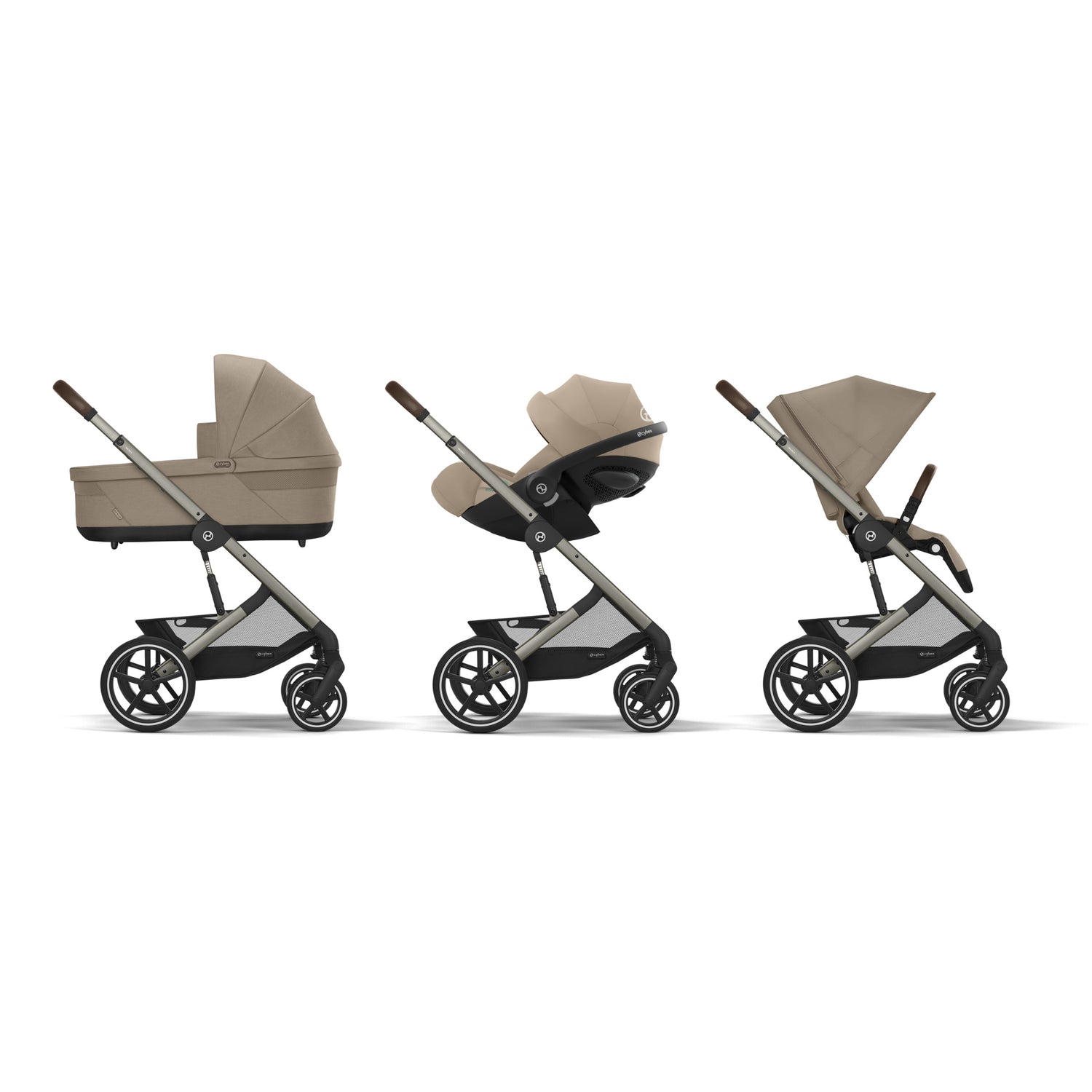 Cybex® Otroški voziček 4v1 Balios S Lux + Avtosedež Cloud G + IsoFix baza G Almond Beige (+ Rain cover) Cybex