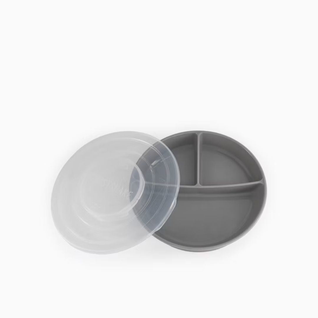 Twistshake® Deljeni krožnik 210ml+2x90ml (6+m) Pastel Grey Twistshake