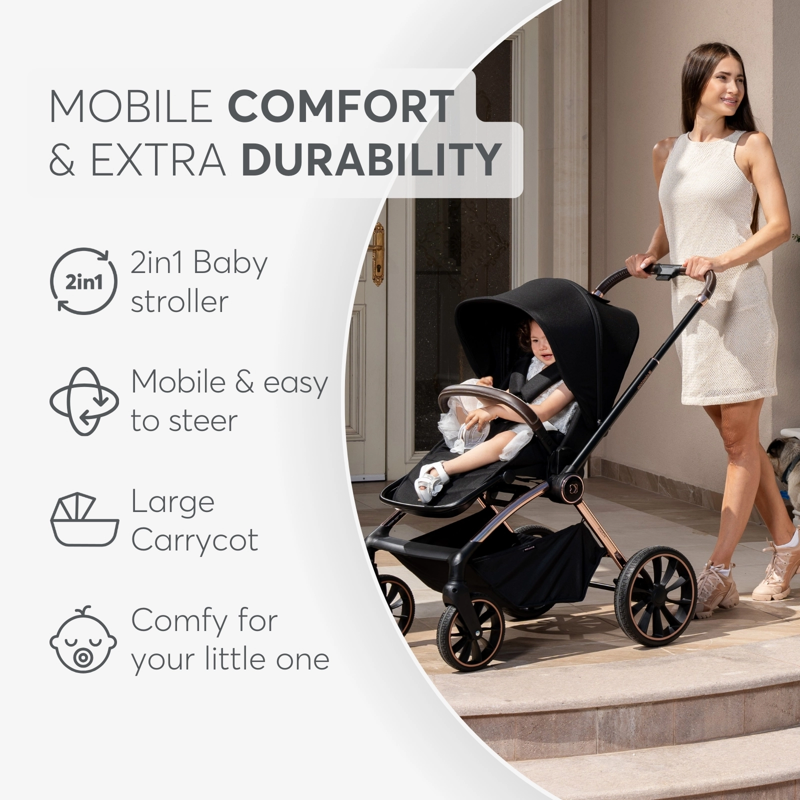 KikkaBoo® Otroški voziček s košaro 2v1 Kara Black KikkaBoo