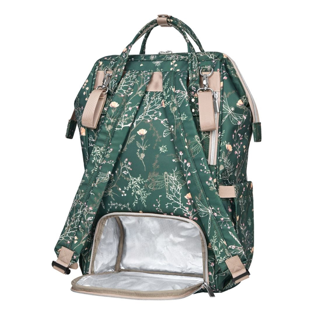 KikkaBoo® Previjalni nahrbtnik Siena Luxe Secret Garden Deep Green KikkaBoo