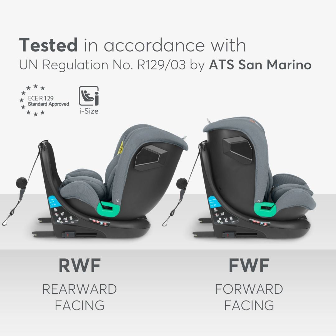 KikkaBoo® Otroški avtosedež 360 i-Roll i-SIZE (40-150 cm) Dark Grey KikkaBoo