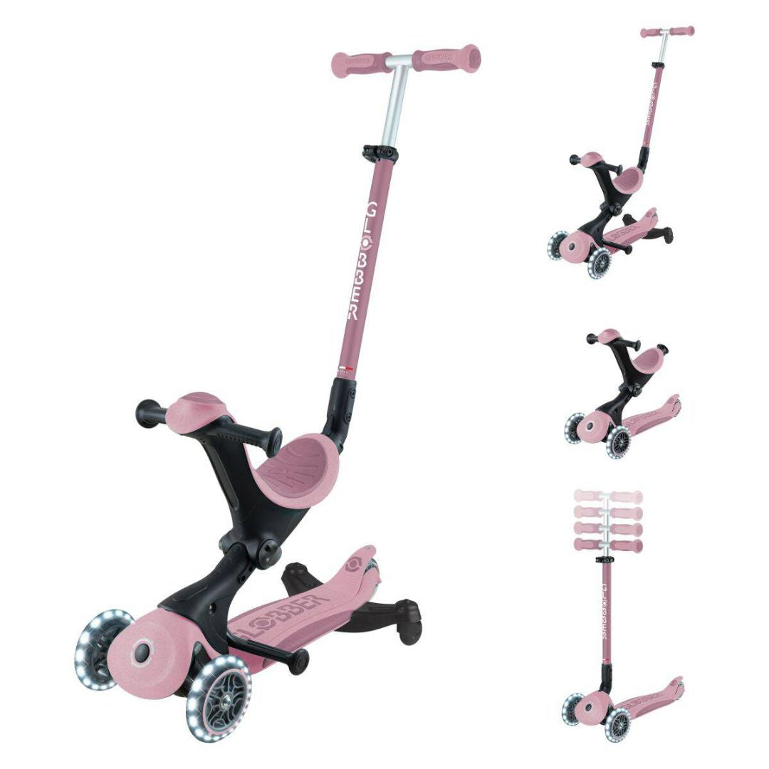 Globber® Zložljivi otroški skiro GO UP deluxe 360° s svetlečimi kolesi Berry Globber