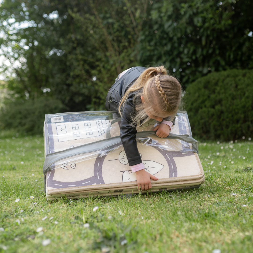 Evibell® Zložljiva igralna podloga 150x190 Dots/City Grey Evibell