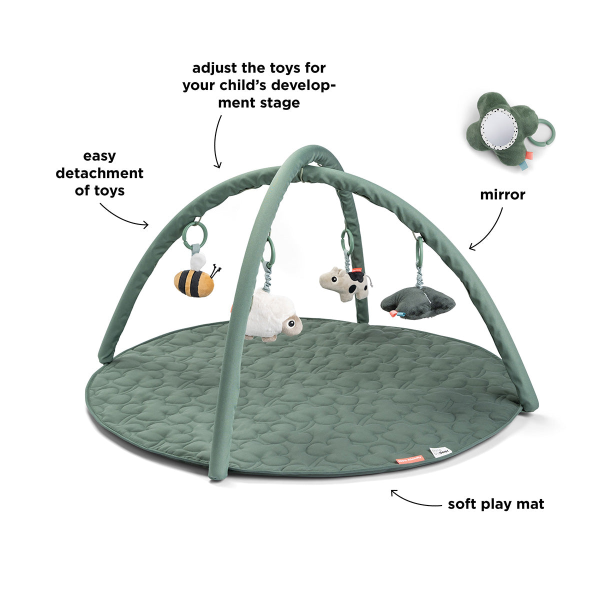 Done by Deer® Igralna podloga z lokom Tiny Farm Green Done by Deer