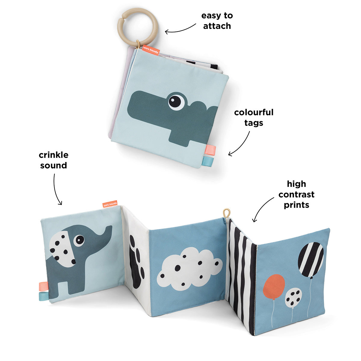 Done by Deer® Zložljiva mehka knjigica Deer Friends Colour Mix Done by Deer