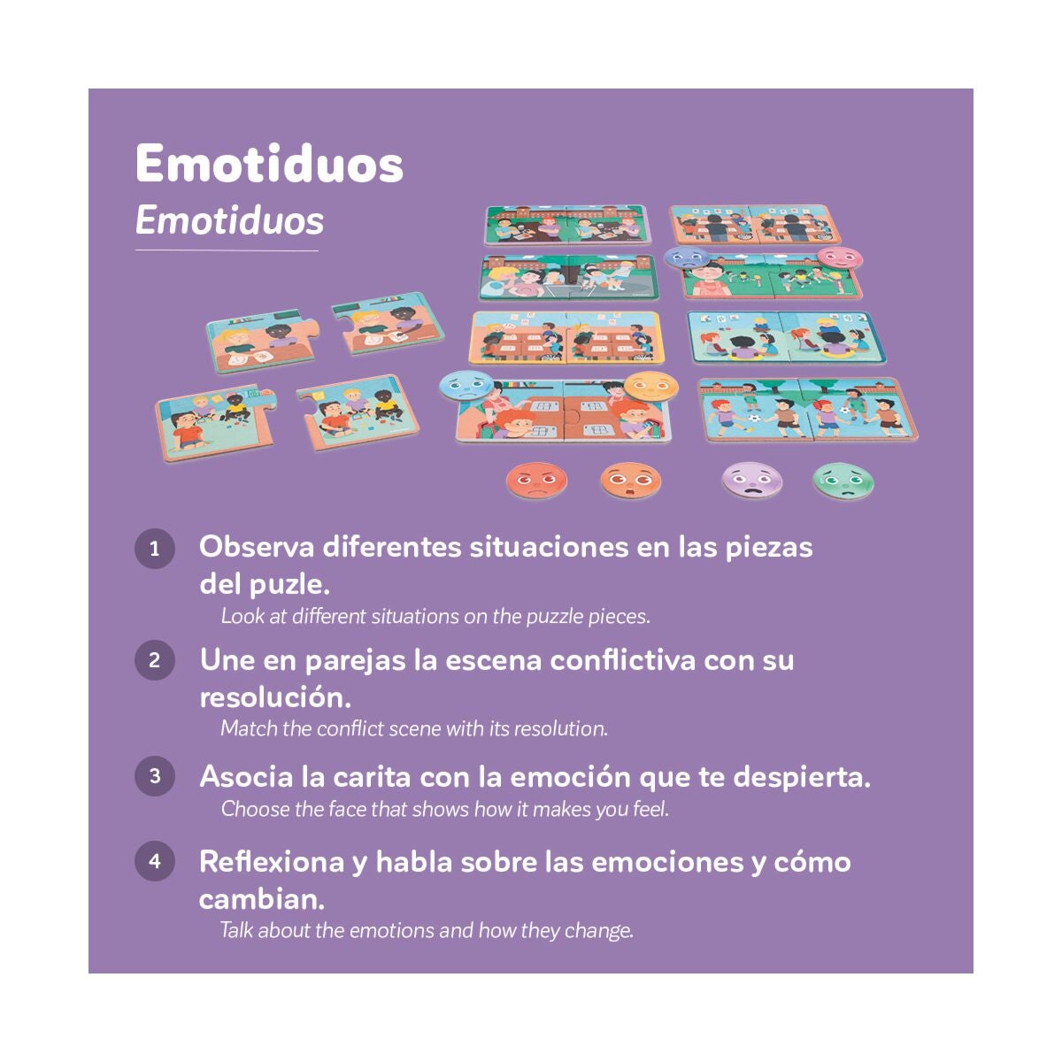 Miniland® Družabna igra za preprečevanje medvrstniškega nasilja "Emotiduos" Miniland