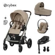 Cybex® Otroški voziček 4v1 Balios S Lux + Avtosedež Cloud G + IsoFix baza G Almond Beige (+ Rain cover) Cybex