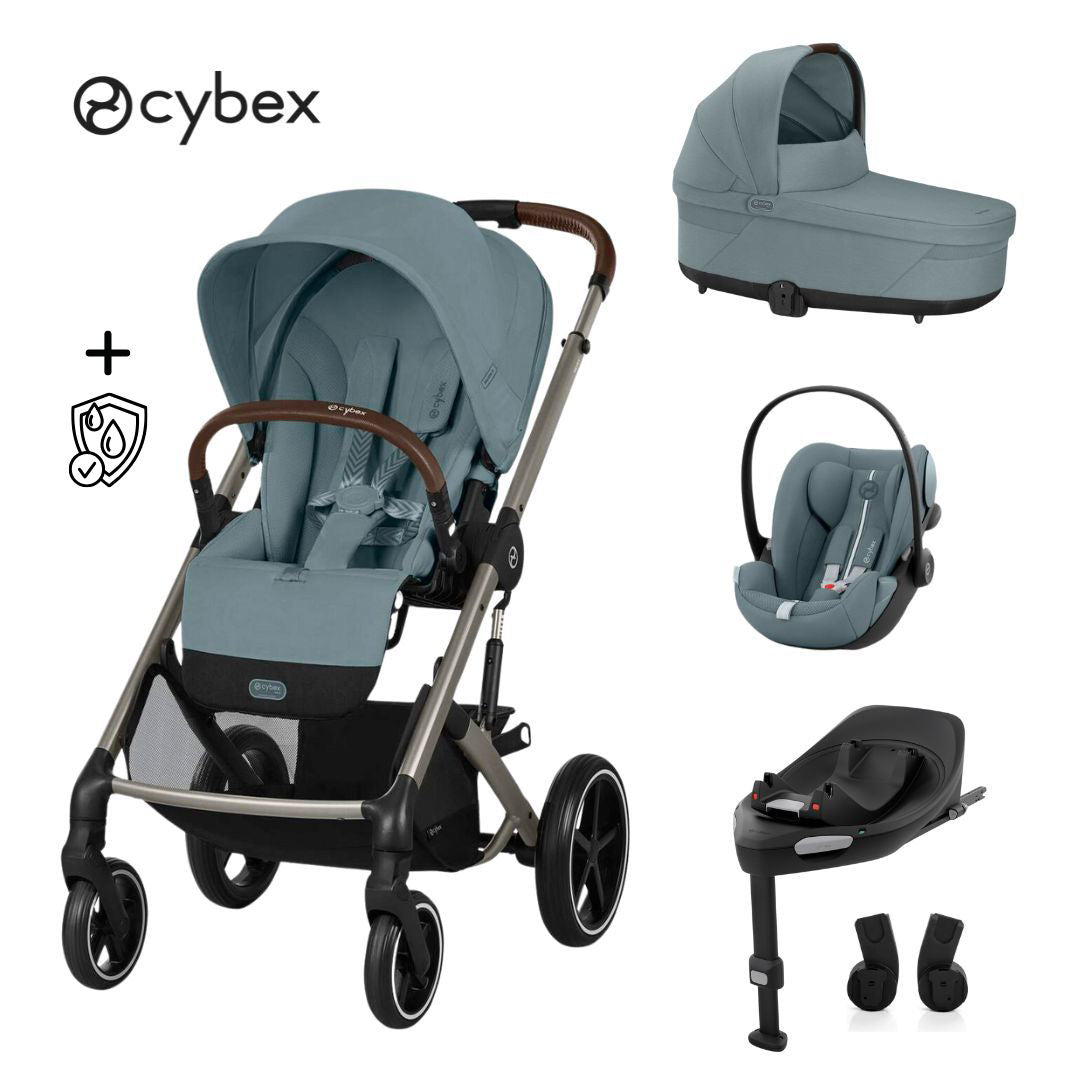 Cybex® Otroški voziček 4v1 Balios S Lux + Avtosedež Cloud G + IsoFix baza G Stormy Blue (+ Rain cover) Cybex