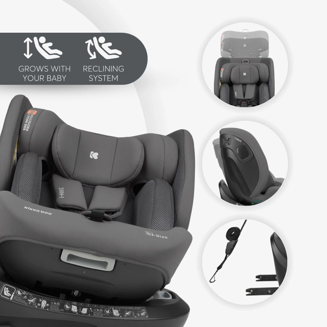 KikkaBoo® Otroški avtosedež 360° i-Hike i-SIZE (40-150 cm) Dark Grey 2025 KikkaBoo