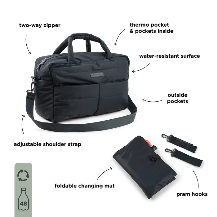 Done by Deer® Previjalna torba Quilted Black Done by Deer