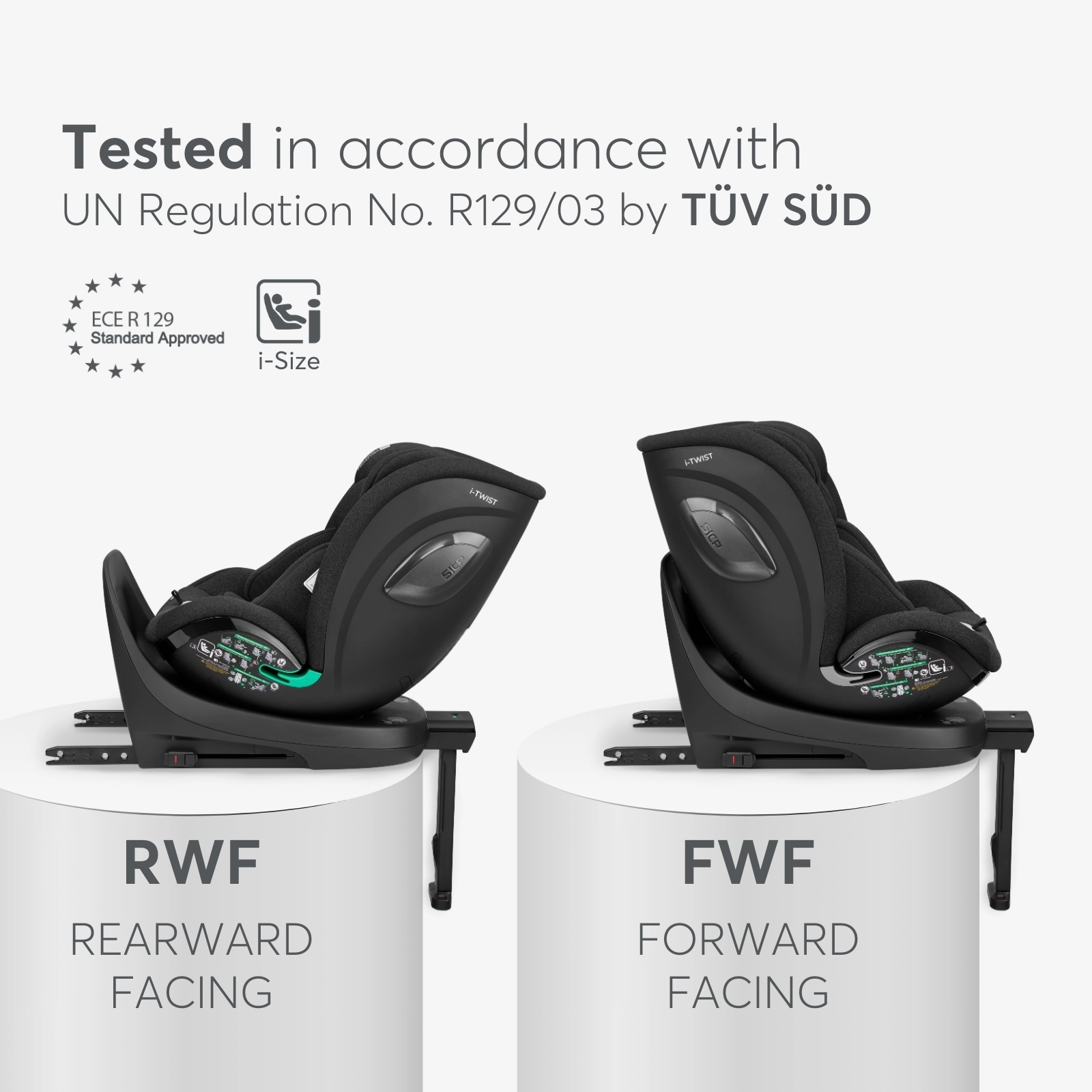 KikkaBoo® Otroški avtosedež 360° i-Twist i-SIZE (40-150 cm) Light Grey KikkaBoo