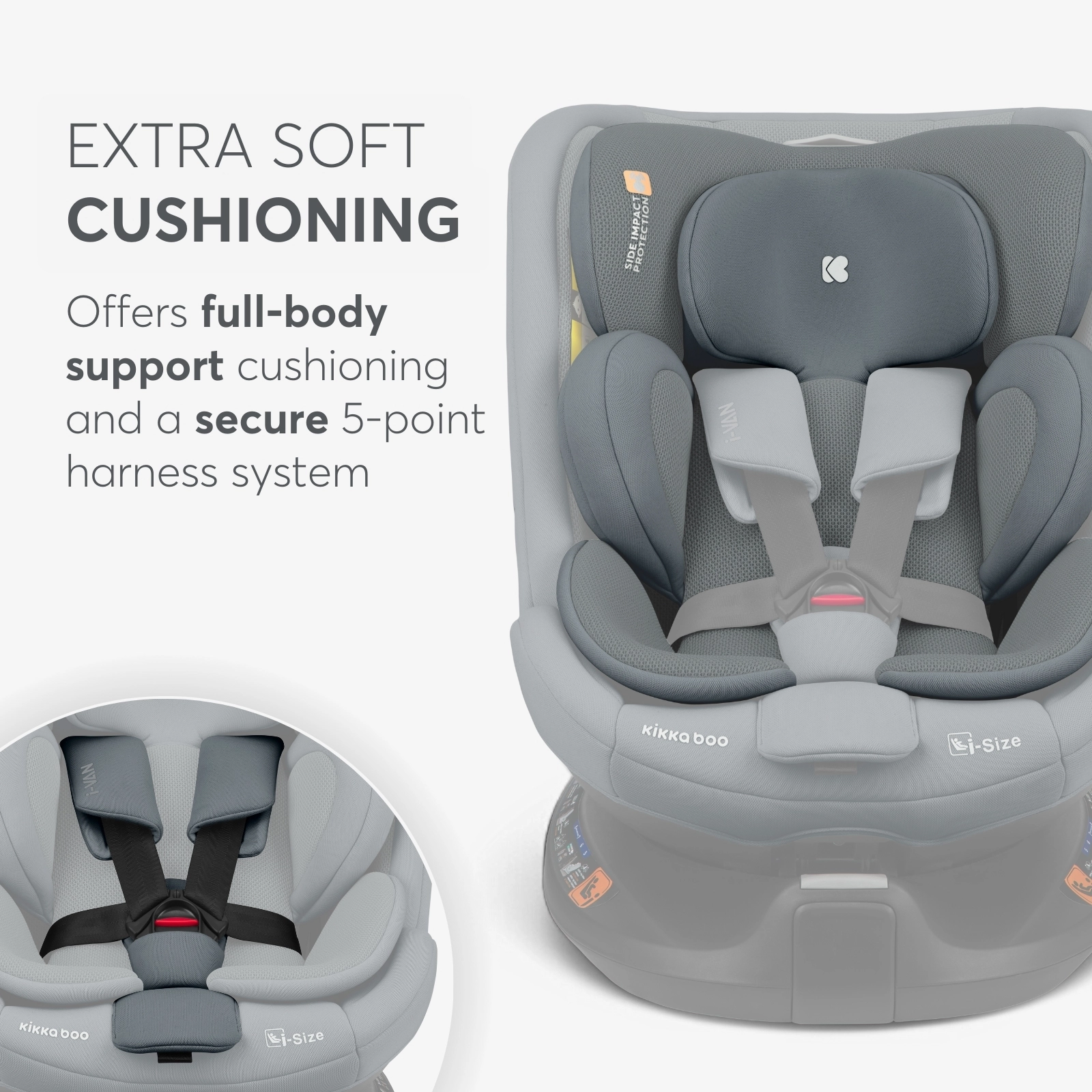 KikkaBoo® Otroški avtosedež 360°i-Van i-SIZE (40-150 cm) Dark Grey KikkaBoo