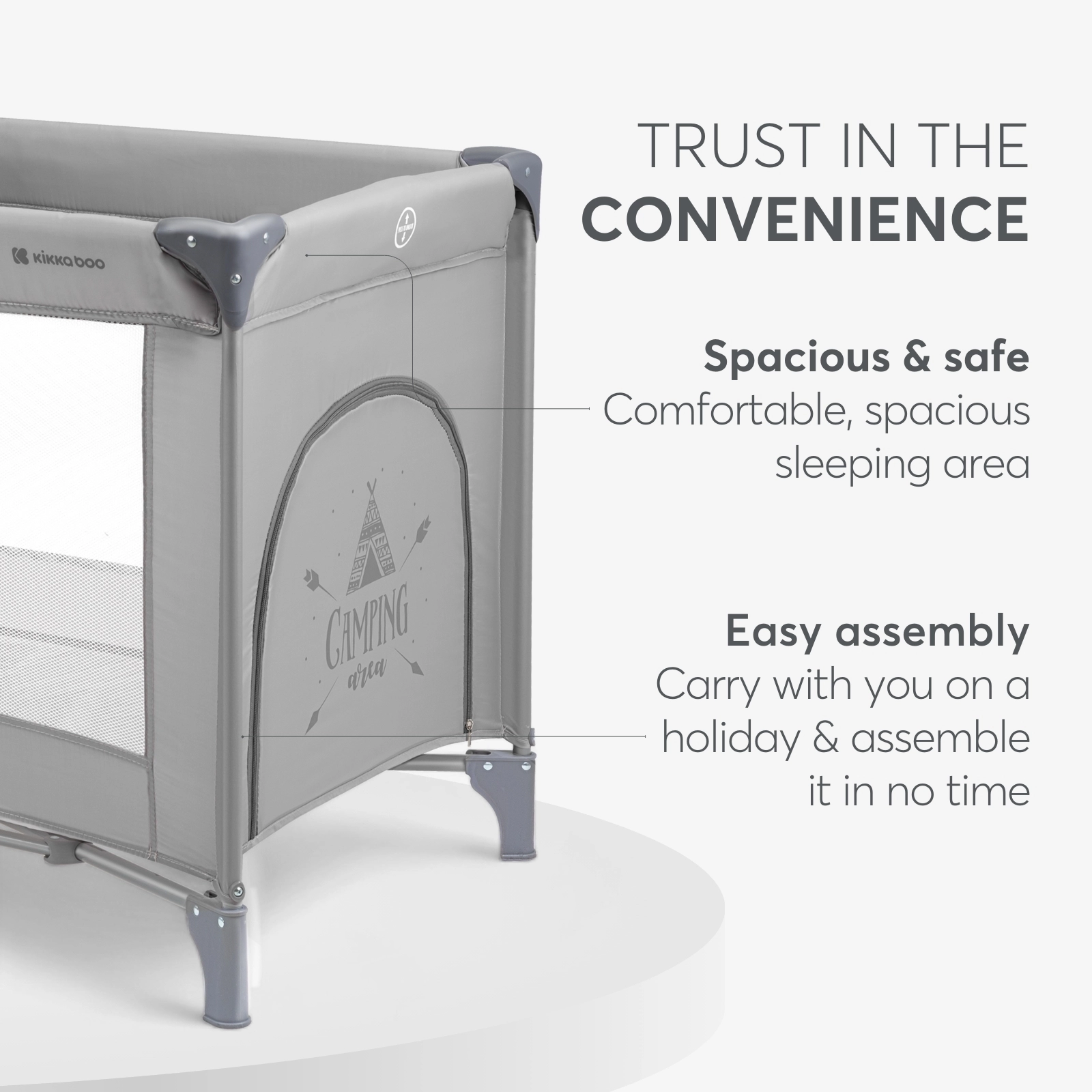 KikkaBoo® Prenosna posteljica 1 level 125x65 So Gifted Grey KikkaBoo