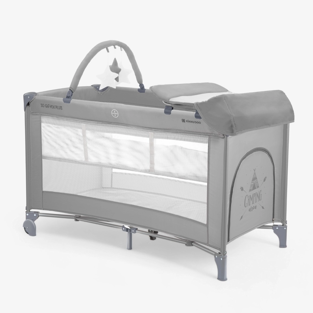 KikkaBoo® Prenosna posteljica 2 levels 125x65 So Gifted PLUS Grey KikkaBoo