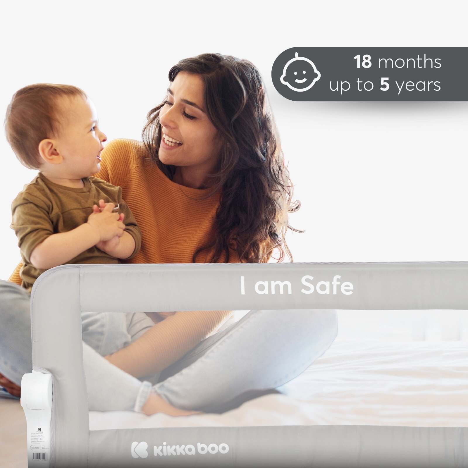 KikkaBoo® Posteljno varovalo I am Safe 102cm Grey KikkaBoo
