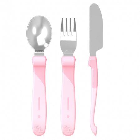 Picture of Twistshake Learn Cutlery Stainless Steel (12+M) - Pastel Pink