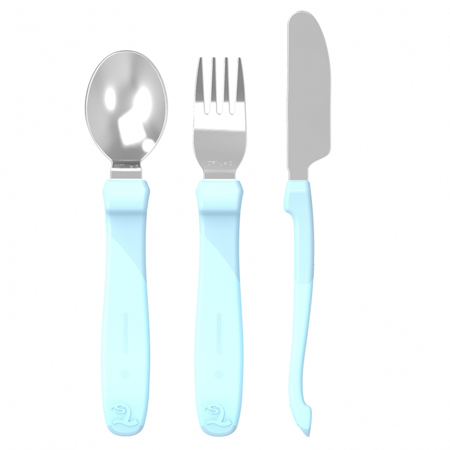 Picture of Twistshake Learn Cutlery Stainless Steel (12+M) - Pastel Blue