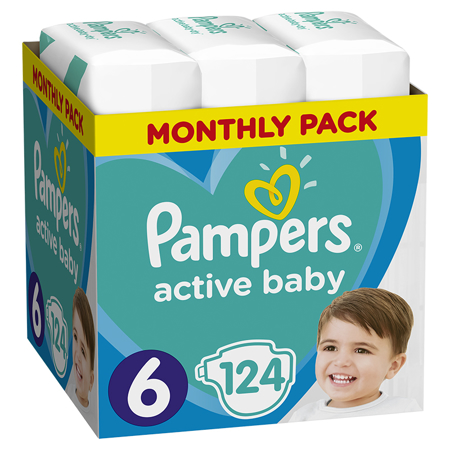 Picture of Pampers® Diapers Active Baby Dry Size 6 (13-18kg) 124 Pcs.
