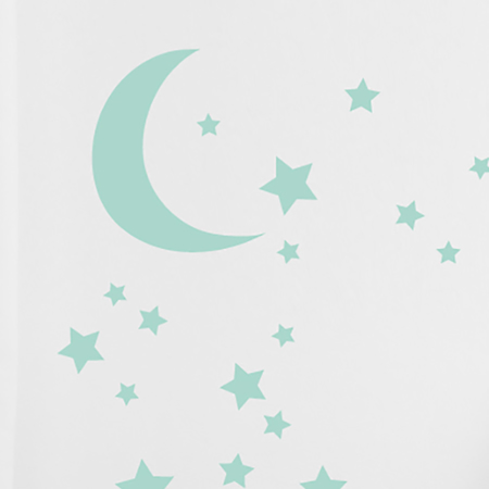 Pick Art Design® Wall Sticker Mint Moon&stars