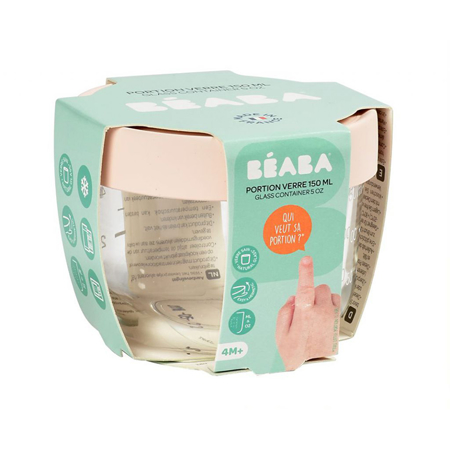 Beaba®  Glass&Silicone Container 150ml Pink