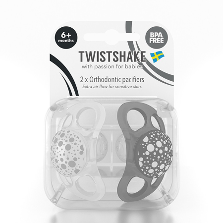 Twistshake 2x Pacifier Black & White (0+/6+) - 6+M