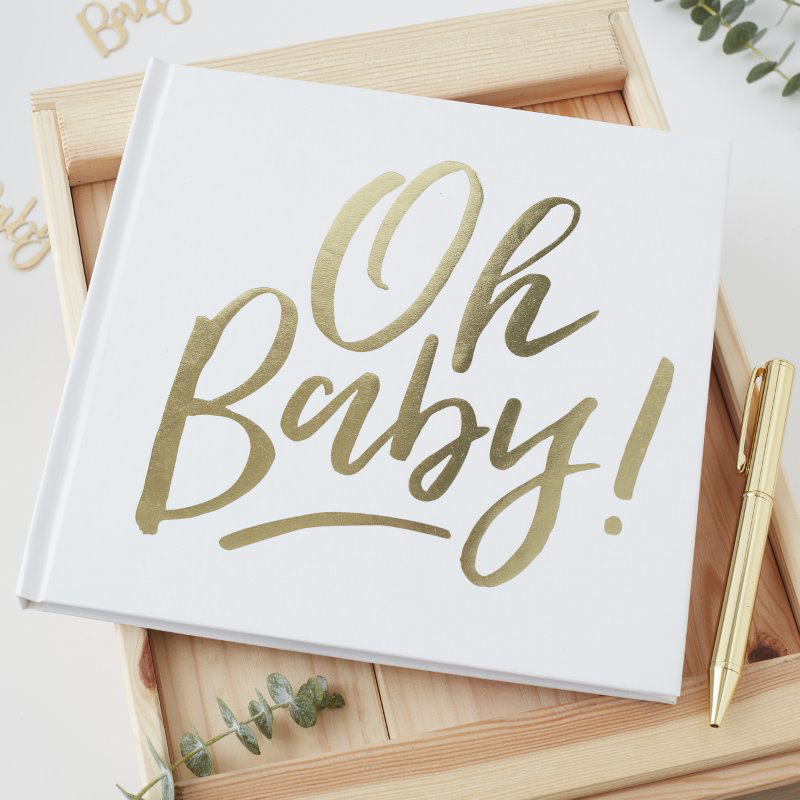 Picture of Ginger Ray® Gold Foiled Guest Book Oh Baby!
