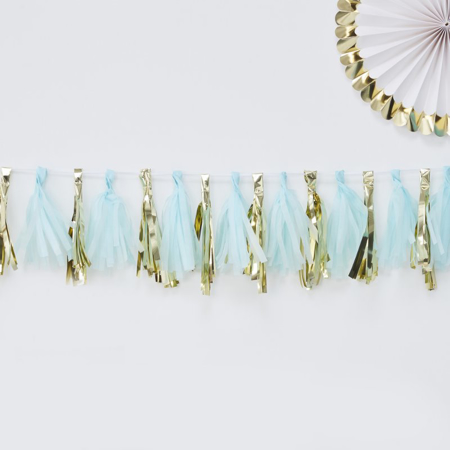 Picture of Ginger Ray® Blue And Gold Tassel Garland Oh Baby!