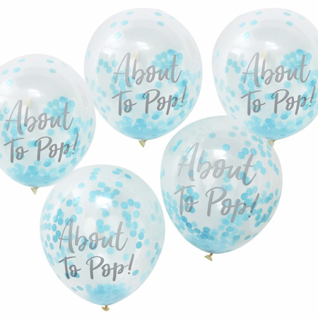 Ginger Ray® About To Pop! Printed Blue Confetti Balloons Oh Baby!