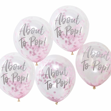 Ginger Ray® About To Pop! Printed Pink Confetti Balloons Oh Baby!