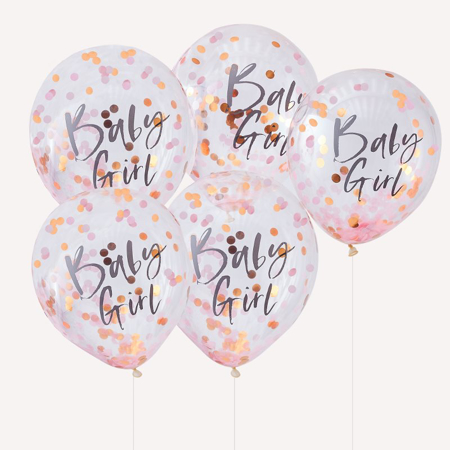 Ginger Ray® Pink Baby Girl Confetti Balloons Twinkle Twinkle