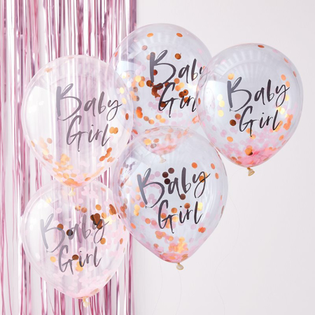 Picture of Ginger Ray® Pink Baby Girl Confetti Balloons Twinkle Twinkle