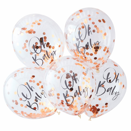 Ginger Ray® Rose Gold Oh Baby Confetti Balloons Twinkle Twinkle