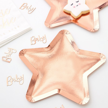 Picture of Ginger Ray® Rose Gold Star Shaped Paper Plates Twinkle Twinkle