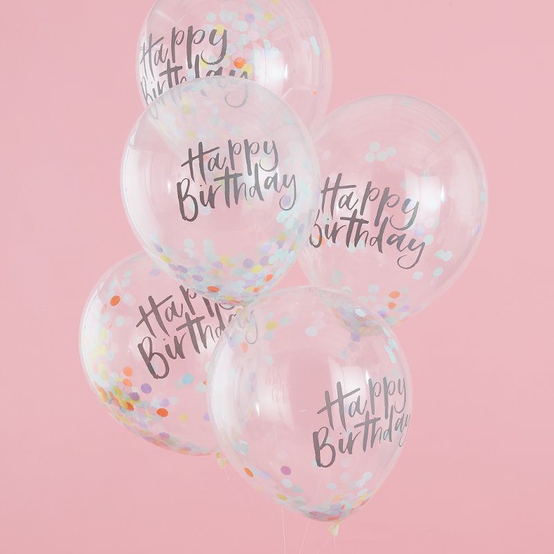 Picture of Ginger Ray® Happy Birthday Confetti Balloons Pastel Party