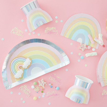 Picture of Ginger Ray® Pastel & Iridescent Rainbow Paper Napkins Pastel Party