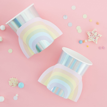 Picture of Ginger Ray® Rainbow & Iridescent Paper Cups Pastel Party