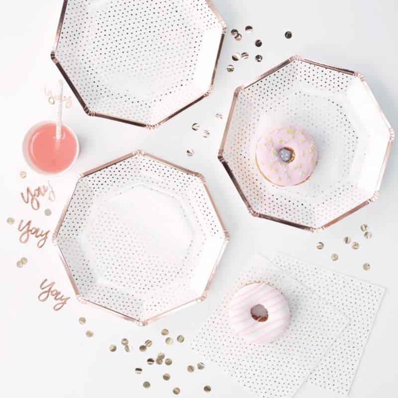 Picture of Ginger Ray® Rose Gold Foiled Spotty Paper Plate Pick & Mix