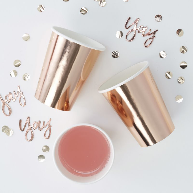 Picture of Ginger Ray® Rose Gold Foiled Paper Cups Pick & Mix
